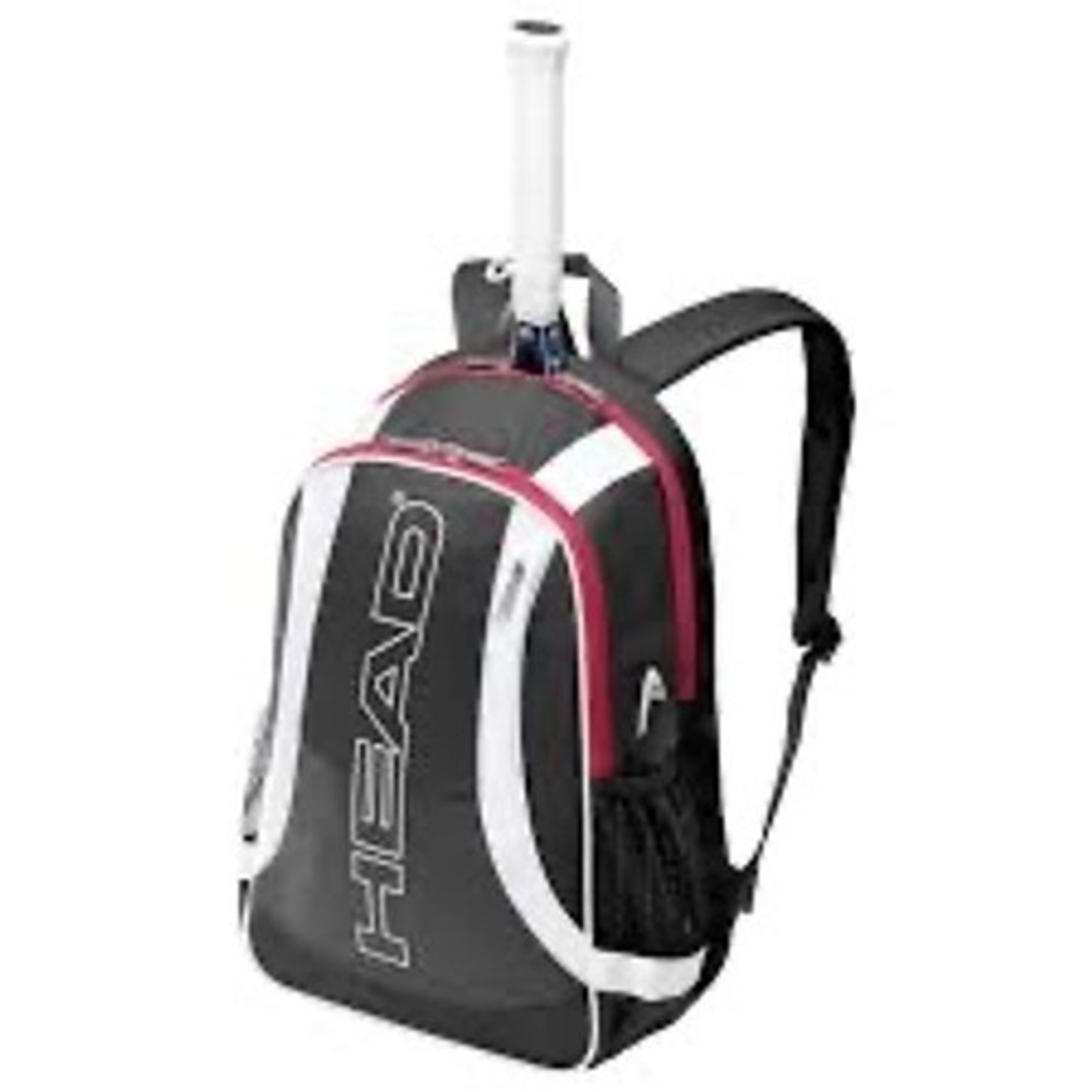 HEAD Sports Backpack Black White Red Canvas Tennis Gym School Bag